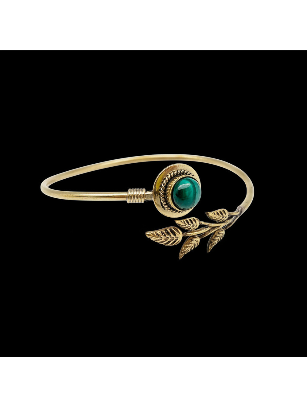 Tanvi Collection Bangle Bracelet - Gold with Malachite